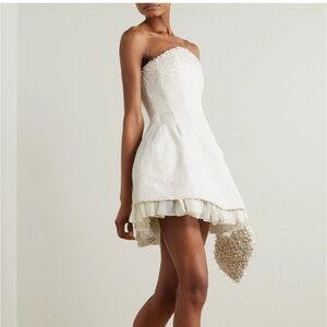 CLIO PEPPIATT BRIDAL OLYMPIA STRAPLESS PEARL-EMBELLISHED TULLE DRESS (fits S)